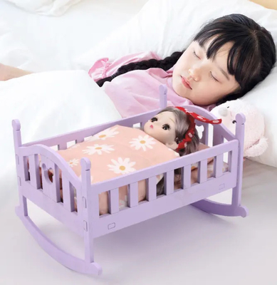 나무 인형 집 침대 6 인치 인형 아기 침대 아이용 인형 액세서리